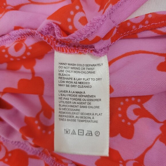 FREE PEOPLE Womens Shirt Sz L Lucky Shirtee Sheer Mesh PINK Floral Button Up - Picture 6 of 13